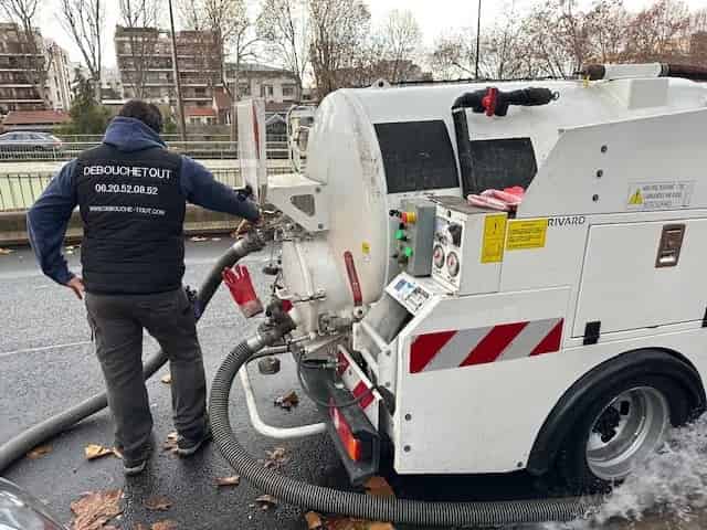 Installation d'une pompe de relevage par un technicien DEBOUCHETOUT